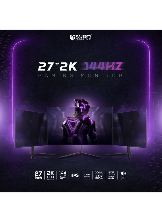 ماجيستي شاشة ألعاب ماجيستي 27 بوصة 2K QHD | 144Hz | 1ms | FAST IPS | HDR400 | G-SYNC & FreeSync | HDMI | DisplayPort | VESA - Image 3