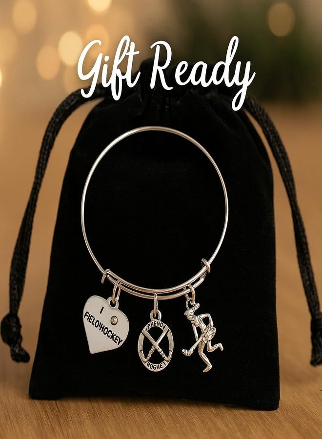 Infinity Collection Field Hockey Bracelet, Field Hockey Jewelry, Field Hockey Gifts, Field Hockey Charm Bangle Bracelet, Gift for Field Hockey Players - Image 3
