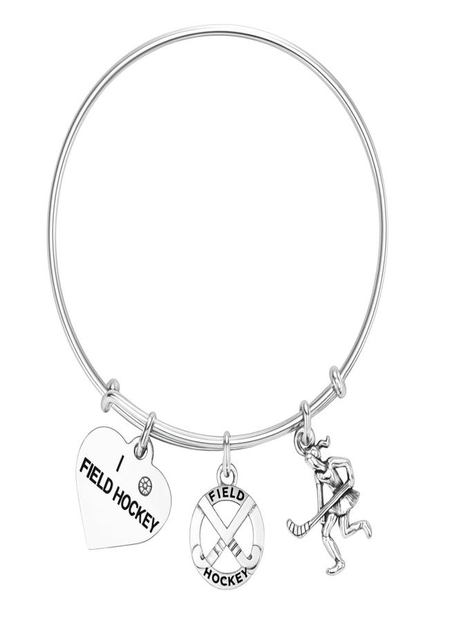 Infinity Collection Field Hockey Bracelet, Field Hockey Jewelry, Field Hockey Gifts, Field Hockey Charm Bangle Bracelet, Gift for Field Hockey Players - Image 1