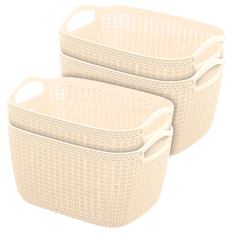 Kuber Industries Heart Home Q-5 Multiuses Designer Unbreakable Plastic Storage Basket/Organizer/Bin For Home, Kitchen, Bathroom, Office Use Pack of 4 (Beach)-50HH01619 - Image 1