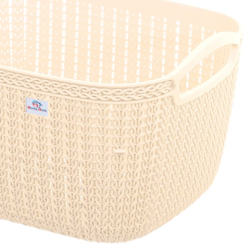 Kuber Industries Heart Home Q-5 Multiuses Designer Unbreakable Plastic Storage Basket/Organizer/Bin For Home, Kitchen, Bathroom, Office Use Pack of 4 (Beach)-50HH01619 - Image 5