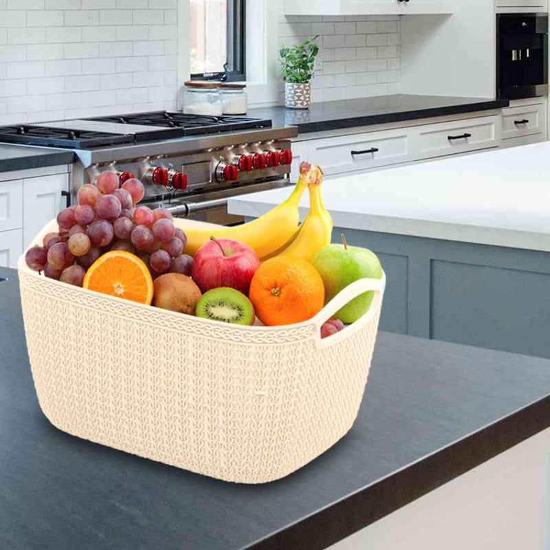 Kuber Industries Heart Home Q-5 Multiuses Designer Unbreakable Plastic Storage Basket/Organizer/Bin For Home, Kitchen, Bathroom, Office Use Pack of 4 (Beach)-50HH01619 - Image 4