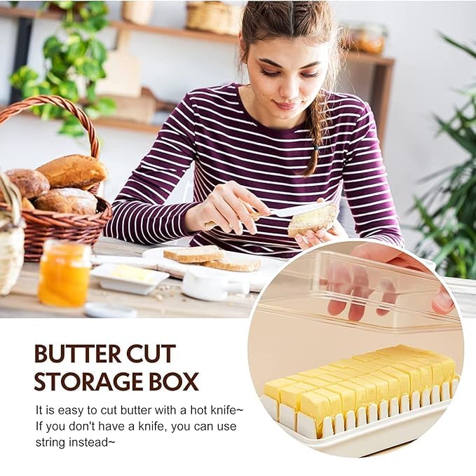BHISRA BHISRA Butter Dish Keeper for Easy Cutting and Storage BPA Free Butter Box Cheese Keeper for Refrigerate Cheese Butter Slicer Butter Cutter Container Box-1Pcs  - Image 4