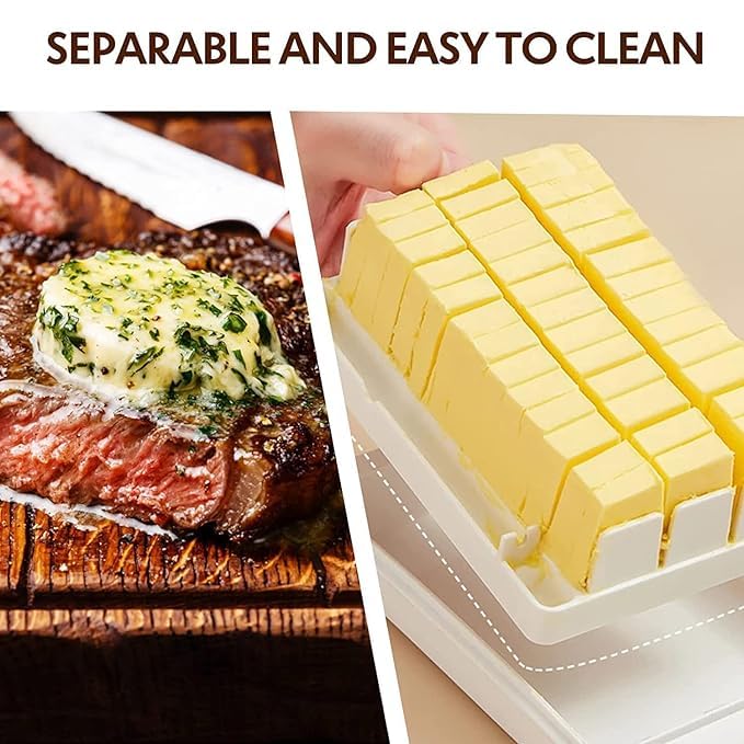 BHISRA BHISRA Butter Dish Keeper for Easy Cutting and Storage BPA Free Butter Box Cheese Keeper for Refrigerate Cheese Butter Slicer Butter Cutter Container Box-1Pcs  - Image 3