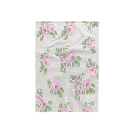 3DROSE 3D Rose Vintage Pink Pattern-Rose Flowers On Light Cream Damask-Shabby Chic Sun-Faded Look Floral Hand/Sports Towel, 15 x 22, Multicolor - Image 1