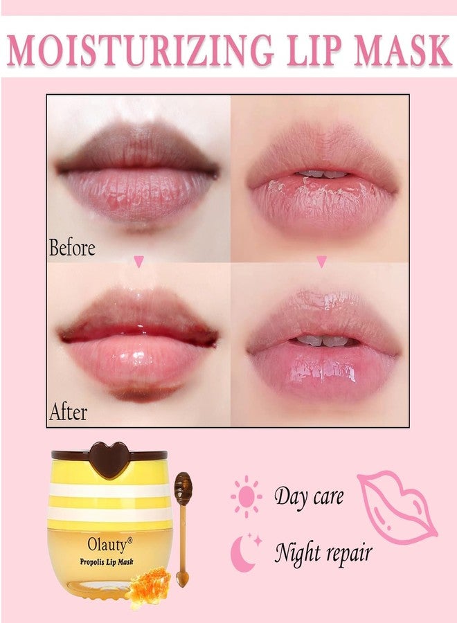 Phanund 9 PCS Bee Lip Balm Lip Mask Honey Pot, Honey Strawberry Moisturizing Lip Balm Bulk with Stick, Lip Sleeping Mask Propolis Hydrating Prevent Dry & Cracked Lips, Gifts for Women, Mothers Day Gifts - Image 2