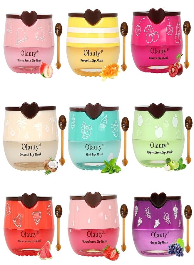 Phanund 9 PCS Bee Lip Balm Lip Mask Honey Pot, Honey Strawberry Moisturizing Lip Balm Bulk with Stick, Lip Sleeping Mask Propolis Hydrating Prevent Dry & Cracked Lips, Gifts for Women, Mothers Day Gifts - Image 1