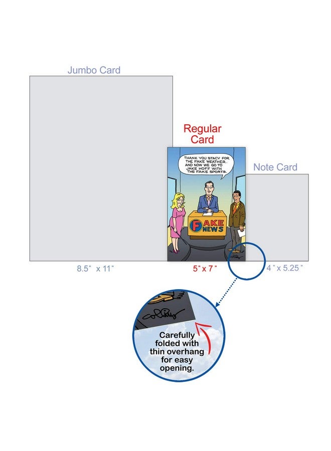 NobleWorks - 1 Funny Birthday Card Cartoons - Hilarious Comic Humor, Notecard with Envelope - Fake News Report C4653BDG - Image 4