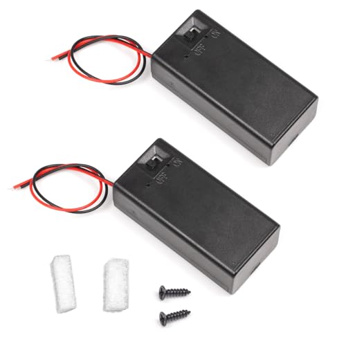 LAMPVPATH (Pack of 2) 9v Battery Holder, 9 Volt Battery Holder with Switch, 9v Battery Case with Switch - Image 1