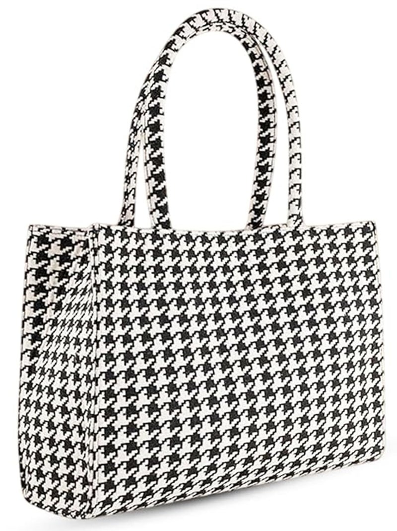 Monarch bizcom impex Stylish Tote Bag for Girls & Women | Sturdy Cotton Blend Jacquard | Double Shoulder Ladies Handbag Purse For Daily & Office,Travel Use Zip Pocket Durable & Elegant Black - Image 1