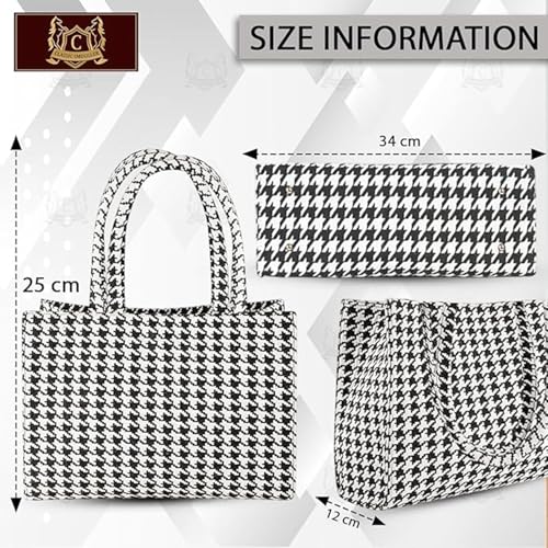 Monarch bizcom impex Stylish Tote Bag for Girls & Women | Sturdy Cotton Blend Jacquard | Double Shoulder Ladies Handbag Purse For Daily & Office,Travel Use Zip Pocket Durable & Elegant Black - Image 2
