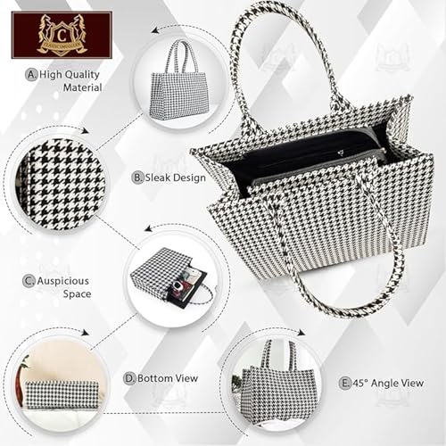 Monarch bizcom impex Stylish Tote Bag for Girls & Women | Sturdy Cotton Blend Jacquard | Double Shoulder Ladies Handbag Purse For Daily & Office,Travel Use Zip Pocket Durable & Elegant Black - Image 5