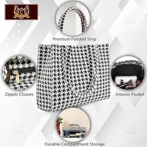Monarch bizcom impex Stylish Tote Bag for Girls & Women | Sturdy Cotton Blend Jacquard | Double Shoulder Ladies Handbag Purse For Daily & Office,Travel Use Zip Pocket Durable & Elegant Black - Image 3