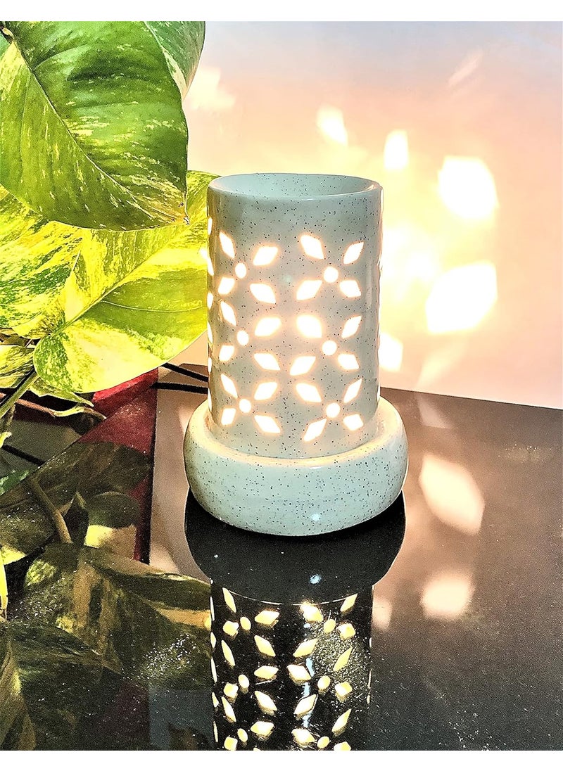 DC Home Decor DC Home Decor Ancient 21 Fragrance Perfume Aroma Essential Oil Ceramic Handcrafted Electric Diffuser Burner Lamps with One Extra Bulb 