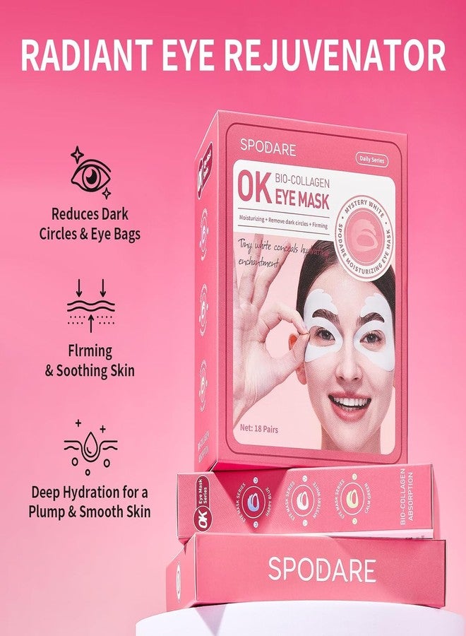 SPODARE OK Shape Eye Masks, 360° Fit Under Eye Patches with Caffeine and Collagen, Firming & Hydrating Eye Mask for Dark Circles and Puffiness, Self Care Gifts for Women - 6 Pairs, Mystery White - Image 3