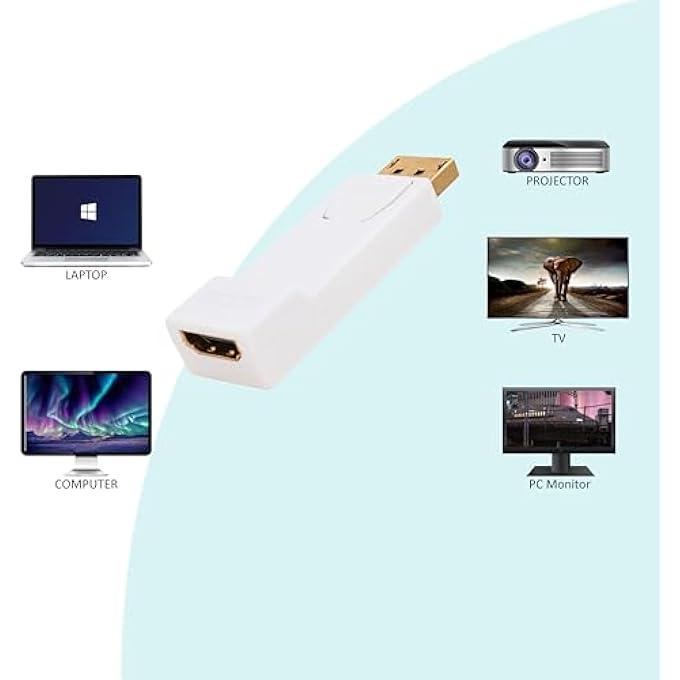 rayihni DISPLAYPORT TO HDMI ADAPTER 4KUDH MONITOR CONVERTER COMPATIBLE PC COMPUTER NOTEBOOK LAPTOP TV PROJECTOR PROJECTOR - Image 3