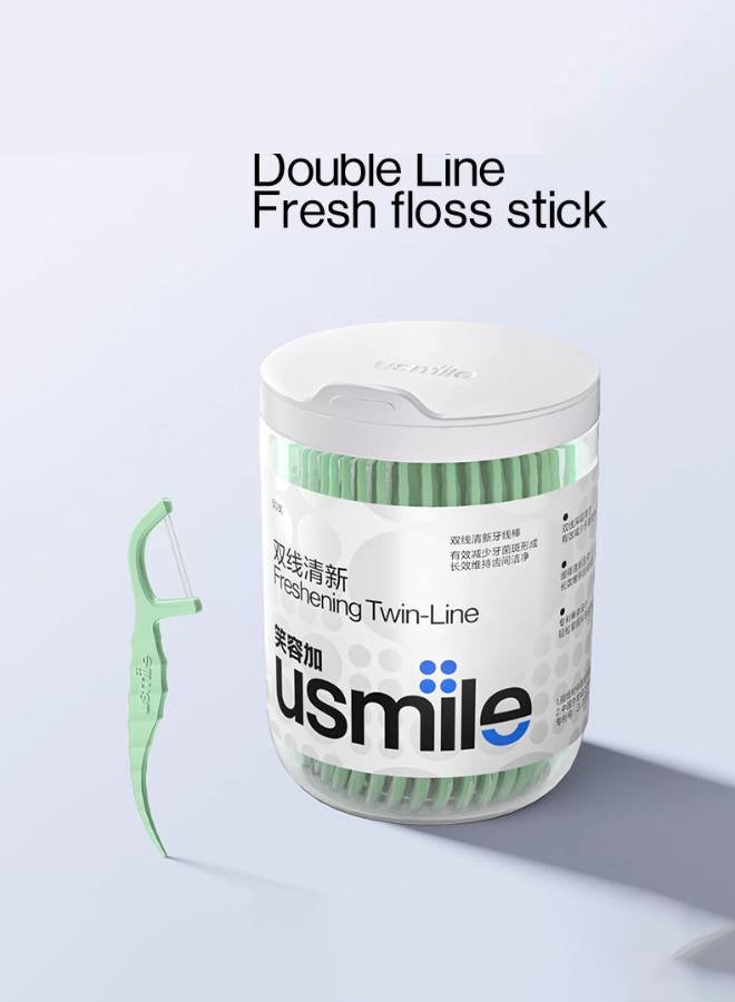 يو سمايل usmile Twin-line Freshening Anti-Caries Dental Floss، عود أسنان، عود أسنان، تنظيف الأسنان، العناية بالفم بين الأسنان (منعش) - Image 1