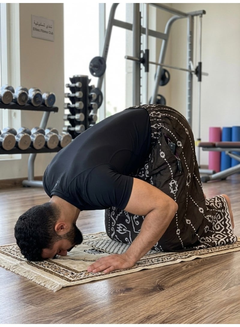 بهنس وزرة مطاط مع جيب جانبي للرجل فوطة رجالية وزرة صيفي مريحة جدا وباردة للرجال وزار رجالي معوز صارون صاروم اسباعية رجالية مناسب للمنزل والنوم وللرياضيين اوقات الصلاة - Image 4