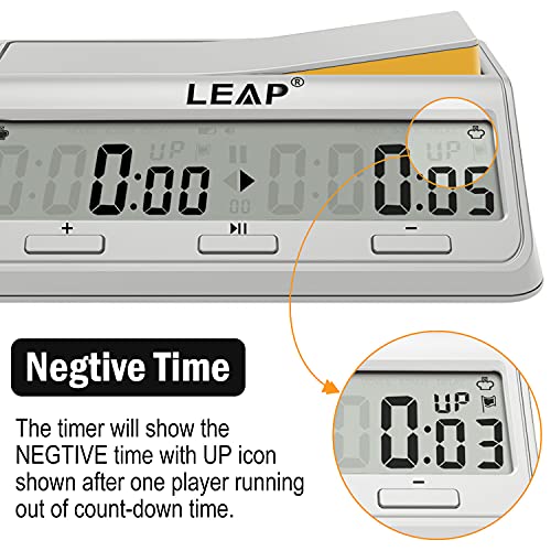 LEAP Chess Clock Programme Updated Digital Timer Advanced for Game and Chess Timer with Bonus & Delay Count Down up Alarm Milk White - Image 5