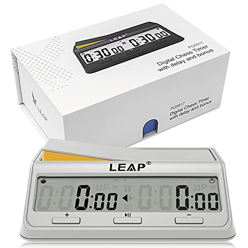 LEAP Chess Clock Programme Updated Digital Timer Advanced for Game and Chess Timer with Bonus & Delay Count Down up Alarm Milk White - Image 1