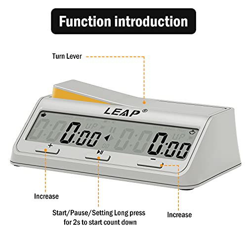 LEAP Chess Clock Programme Updated Digital Timer Advanced for Game and Chess Timer with Bonus & Delay Count Down up Alarm Milk White - Image 4