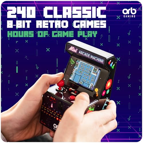 Thumbs Up Mini Arcade Machine, 240 Built-in 8-Bit Games, 2.5” Full Colour Screen, 8-Way Joystick, Handheld Retro Games Console – Orb Gaming by ThumbsUp! - Image 2