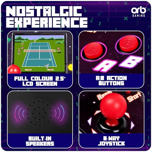 Thumbs Up Mini Arcade Machine, 240 Built-in 8-Bit Games, 2.5” Full Colour Screen, 8-Way Joystick, Handheld Retro Games Console – Orb Gaming by ThumbsUp! - Image 5