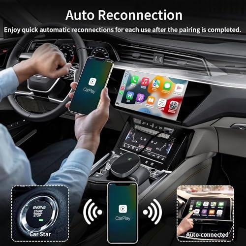 LecLooc CarPlay Wireless Adapter for Factory Wired CarPlay 2024 Upgrade Plug & Play Dongle Converts Wired to Wireless for Cars from 2015 & iPhone iOS 10+ - Image 5
