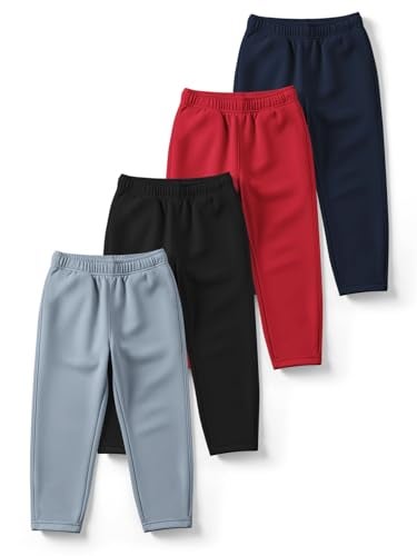 HELLCAT Trendy Solid Cotton Blend Regular Fit Track Pant for Boys - Pack of 4 Bluish Grey/Black/Red/Navy Blue 3-4 Years - Image 1