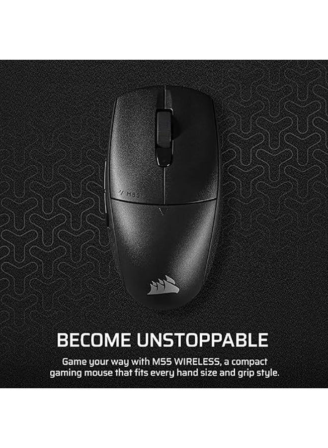 CORSAIR M55 Wireless Lightweight FPS Gaming Mouse - 2.4GHz & Bluetooth - 24,000 DPI - Long Battery Life - Six Programmable Buttons - Textured Side Grips - Black - Image 2