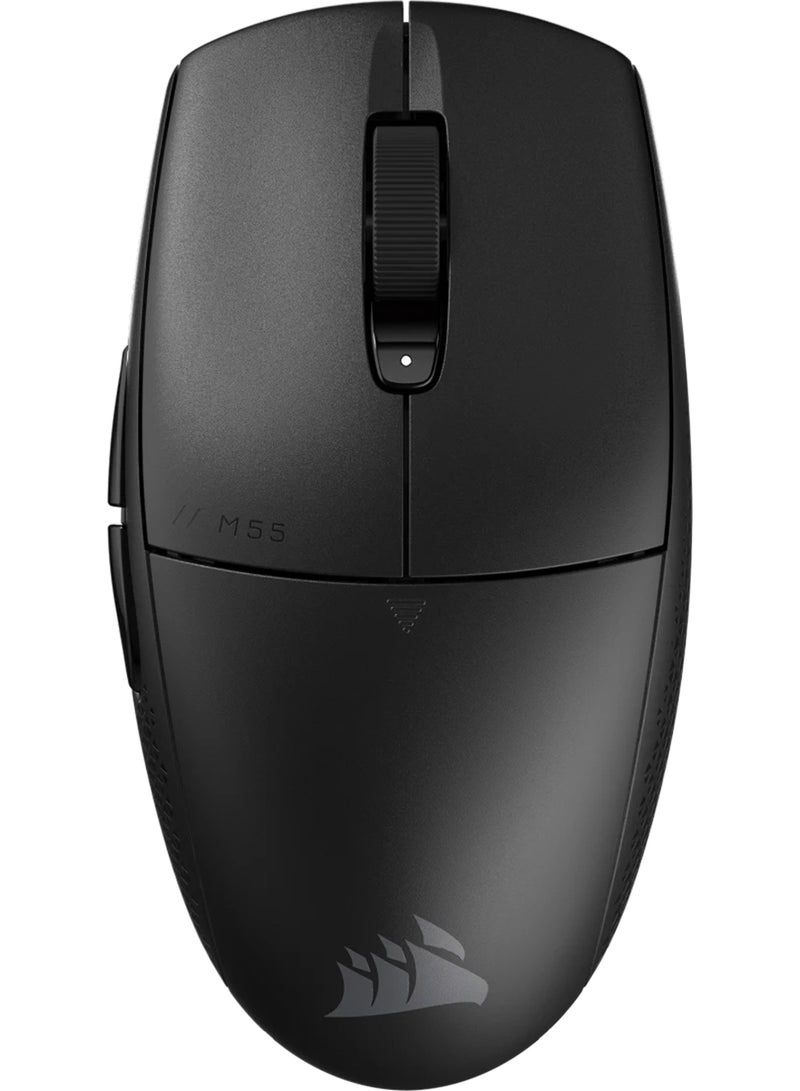 CORSAIR M55 Wireless Lightweight FPS Gaming Mouse - 2.4GHz & Bluetooth - 24,000 DPI - Long Battery Life - Six Programmable Buttons - Textured Side Grips - Black - Image 1