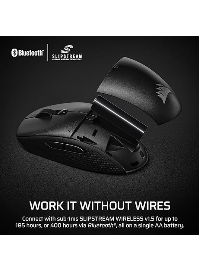 CORSAIR M55 Wireless Lightweight FPS Gaming Mouse - 2.4GHz & Bluetooth - 24,000 DPI - Long Battery Life - Six Programmable Buttons - Textured Side Grips - Black - Image 4