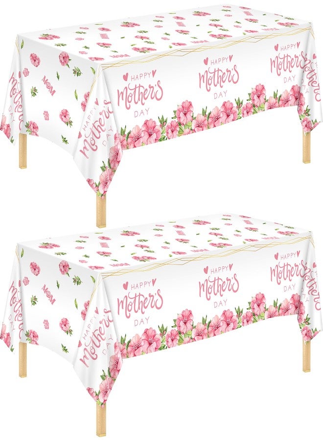 Kochorie 2 Pack Mother's Day Tablecloths 108 x 54 Inch Happy Mother’s Day Table Covers Disposable Waterproof Plastic Tablecloth for MOM's Day Party Supplies Home Outdoor Dining Table - Image 1