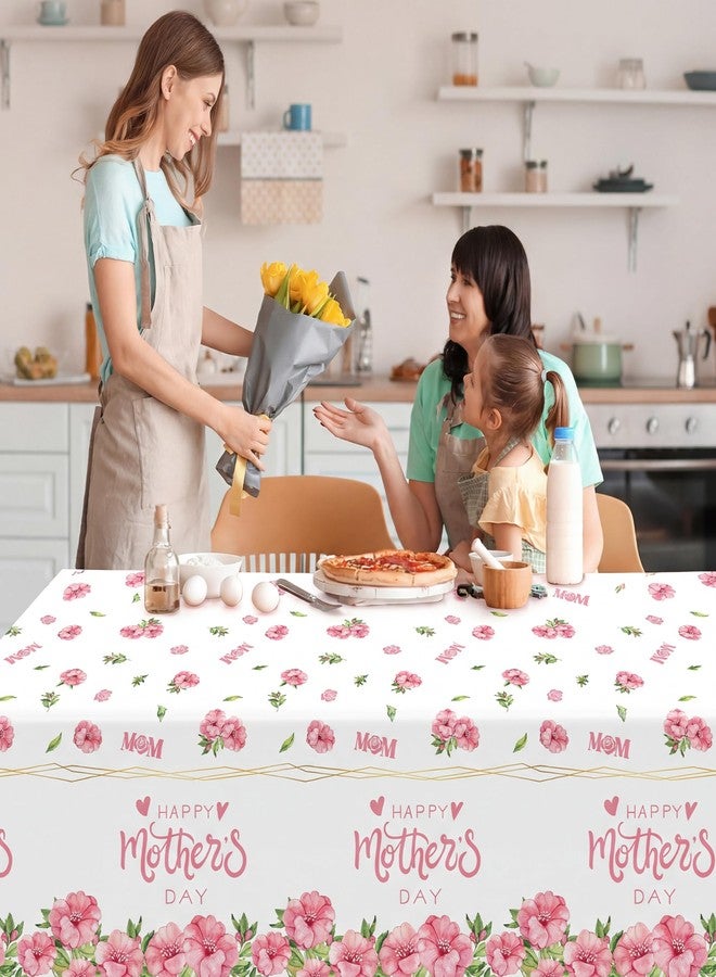 Kochorie 2 Pack Mother's Day Tablecloths 108 x 54 Inch Happy Mother’s Day Table Covers Disposable Waterproof Plastic Tablecloth for MOM's Day Party Supplies Home Outdoor Dining Table - Image 5