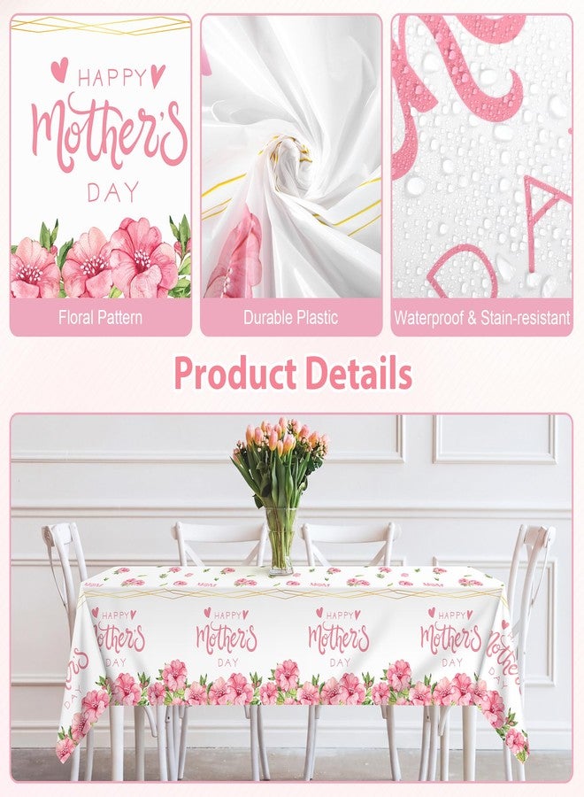 Kochorie 2 Pack Mother's Day Tablecloths 108 x 54 Inch Happy Mother’s Day Table Covers Disposable Waterproof Plastic Tablecloth for MOM's Day Party Supplies Home Outdoor Dining Table - Image 3