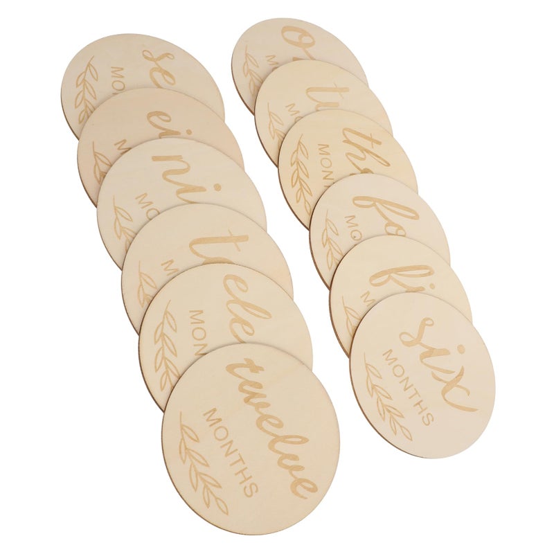 Wooden Monthly Discs For Newborn Photography Growth Record Natural Double Sided Markers - Image 2