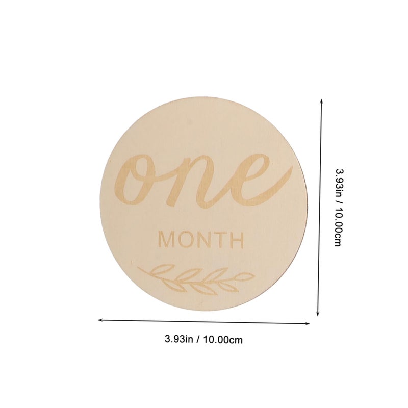 Wooden Monthly Discs For Newborn Photography Growth Record Natural Double Sided Markers - Image 3