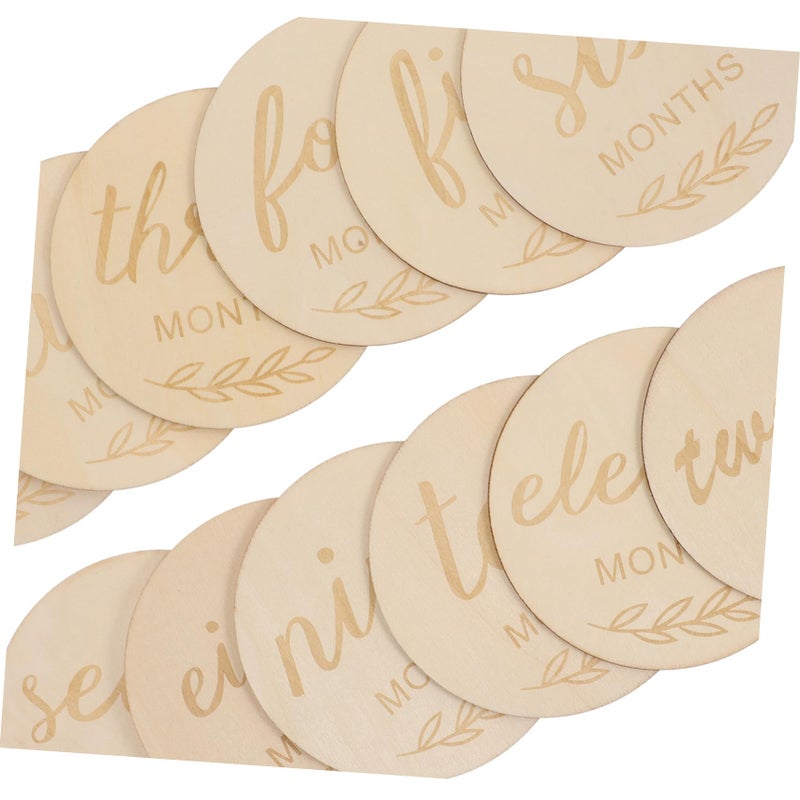 Wooden Monthly Discs For Newborn Photography Growth Record Natural Double Sided Markers - Image 4