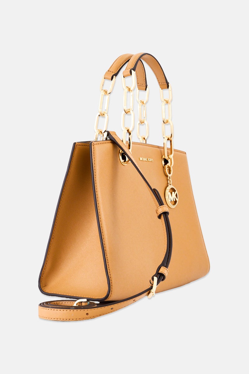 Michael Kors Women Brand Logo Satchel Bag, Brown - Image 3