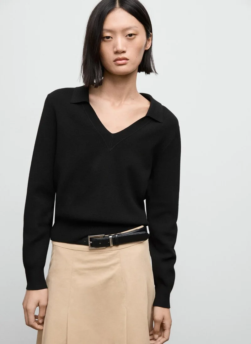MANGO Fine-knit V-neck sweater