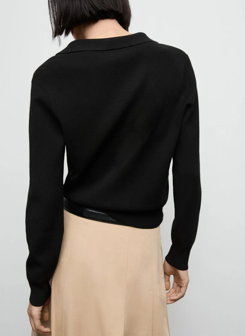MANGO Fine-knit V-neck sweater