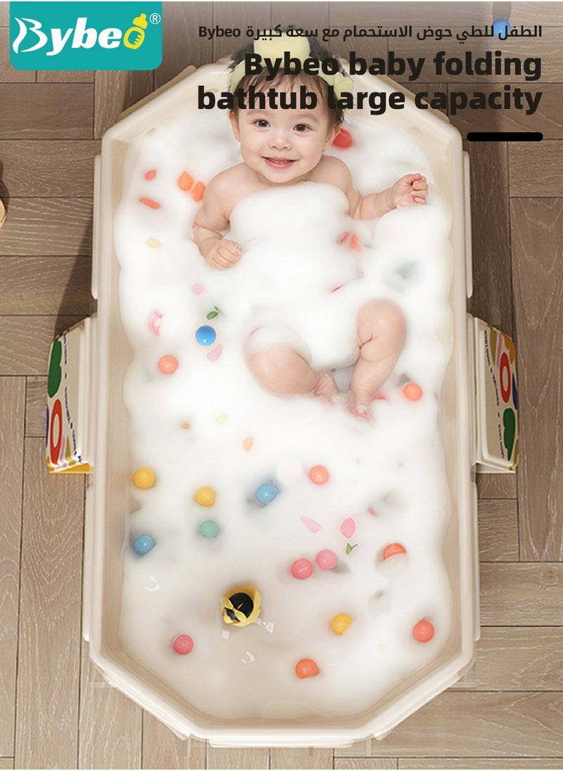 Bybeo Baby Bath Tub, Collapsible Baby Bathtub,Portable Bath Tub with Non-Slip Base+5 Ocean Balls+4 Duckling Toys, Large Capacity, for 0-8 Years Old Toddlers, Kids  - Image 3