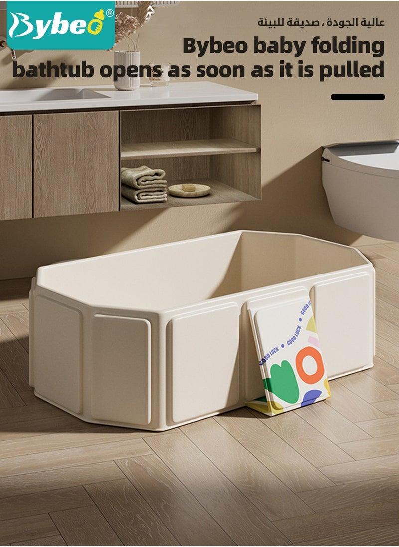 Bybeo Baby Bath Tub, Collapsible Baby Bathtub,Portable Bath Tub with Non-Slip Base+5 Ocean Balls+4 Duckling Toys, Large Capacity, for 0-8 Years Old Toddlers, Kids  - Image 4