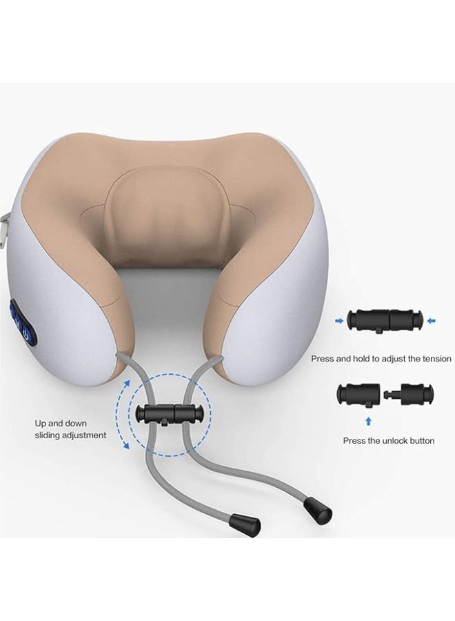 مخدة سفر على شكل U بذاكرة فوم – مزودة بتدليك كهربائي للرقبة – مريحة وناعمة وقابلة للتنفس للسفر والبيت والسيارة والمكتب - Image 2
