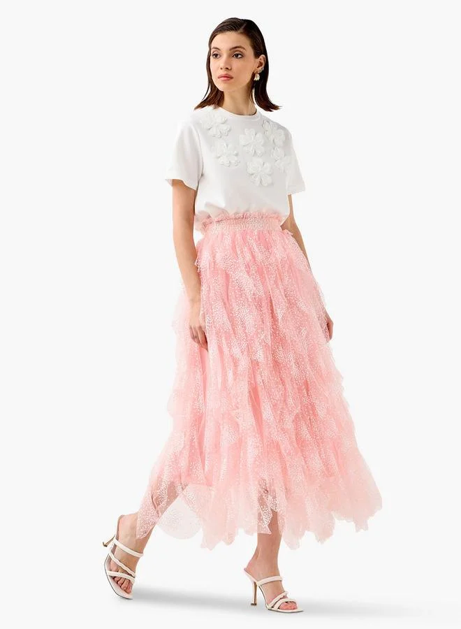 2Xtremz 2Xtremz Embellished Ruffled Skirt with Paperbag Hem