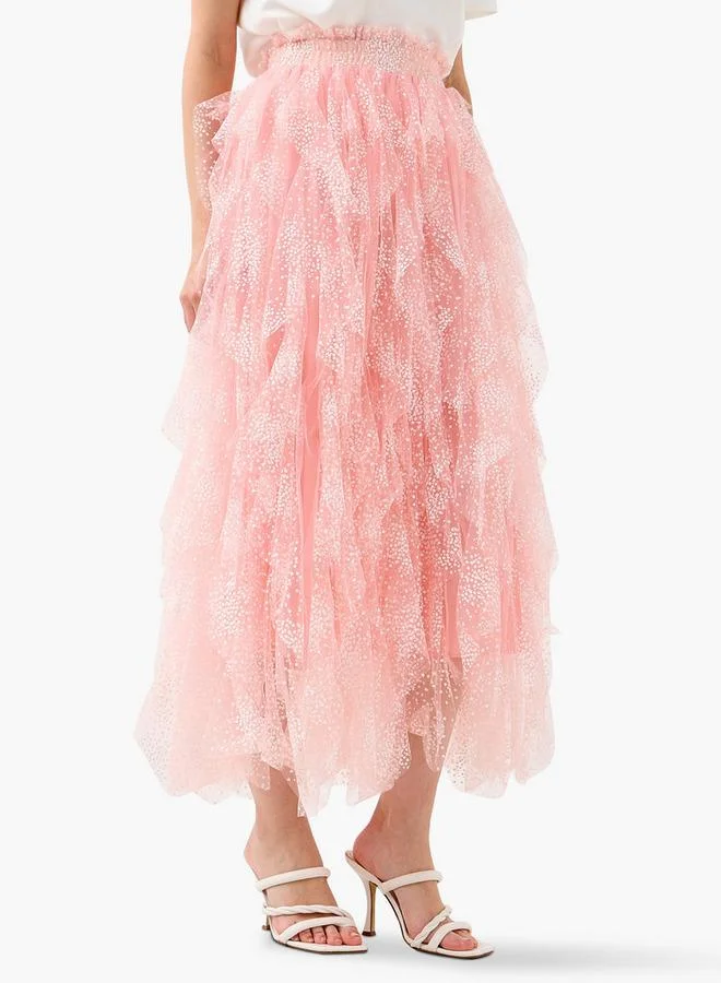 2Xtremz 2Xtremz Embellished Ruffled Skirt with Paperbag Hem