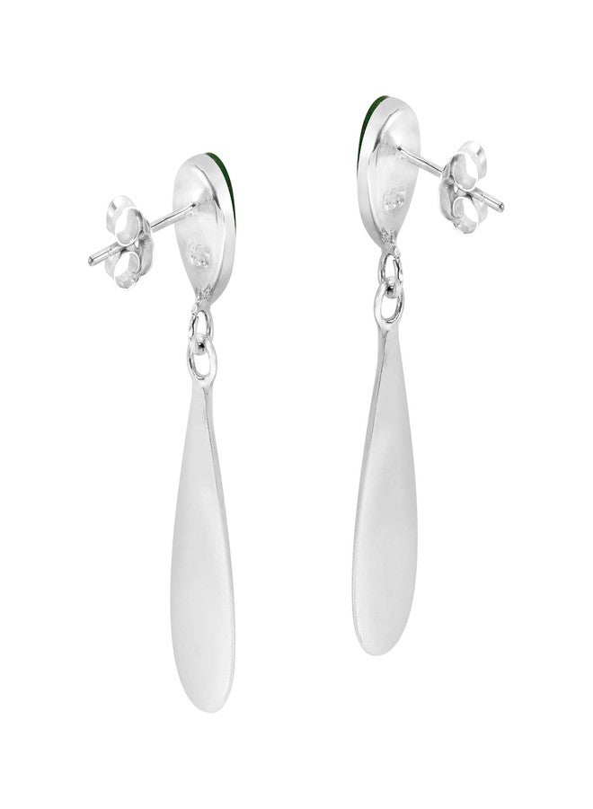 ايرافيدا أقراط أنيقة ورقيقة من الفضة الإسترليني عيار 925 مرصعة بحجر الملاكيت الأخضر من إيرافيدا | أقراط فضية أنيقة للنساء | هدية مجوهرات لجميع المناسبات - Image 3