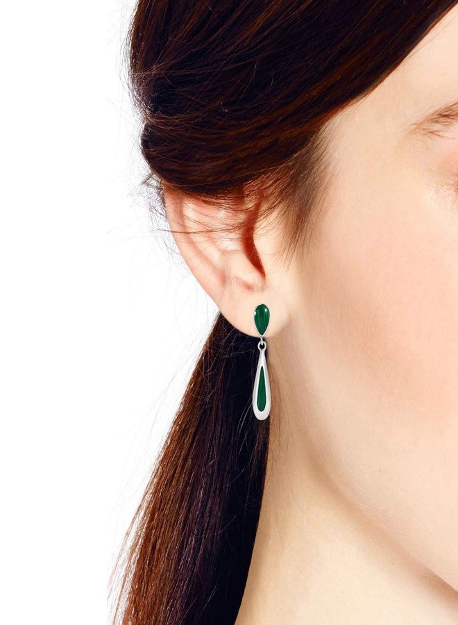 ايرافيدا أقراط أنيقة ورقيقة من الفضة الإسترليني عيار 925 مرصعة بحجر الملاكيت الأخضر من إيرافيدا | أقراط فضية أنيقة للنساء | هدية مجوهرات لجميع المناسبات - Image 5