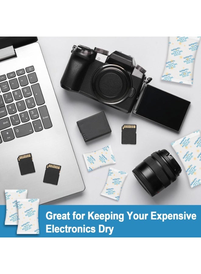 100 كيس سيليكون 2 جرام، أكياس صغيرة من المجفف، خرز مقاوم للرطوبة، مزيل للرطوبة من القماش غير المنسوج، ممتص للرطوبة لتخزين الأمتعة والملابس والمجوهرات والأحذية والمنتجات الإلكترونية - Image 4