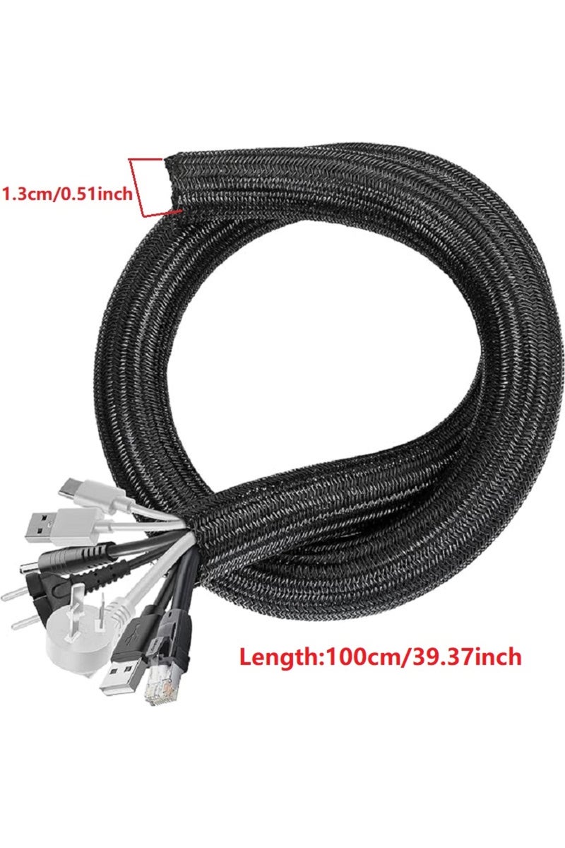 Black 1M 1M 3M 5M Braided Cable Sleeve PET Nylon Wrapping Cable Casing Cable Sleeves Wire for Desk P